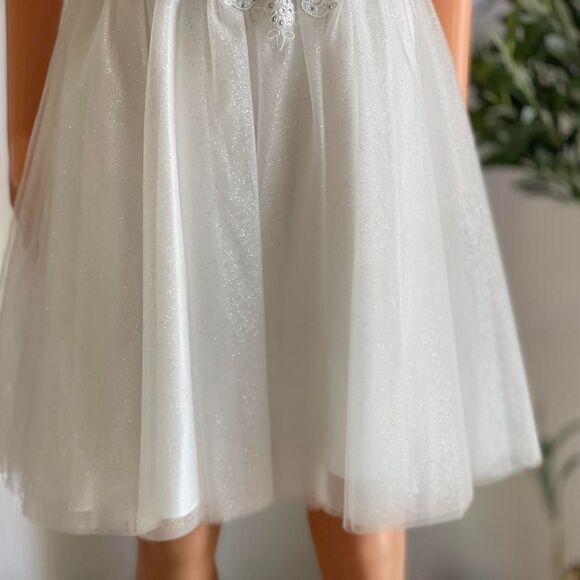 Cinderella Divine Off-Shoulder White Corset Mini Dress Sparkle Tulle Appliqué XS - Picture 4 of 8
